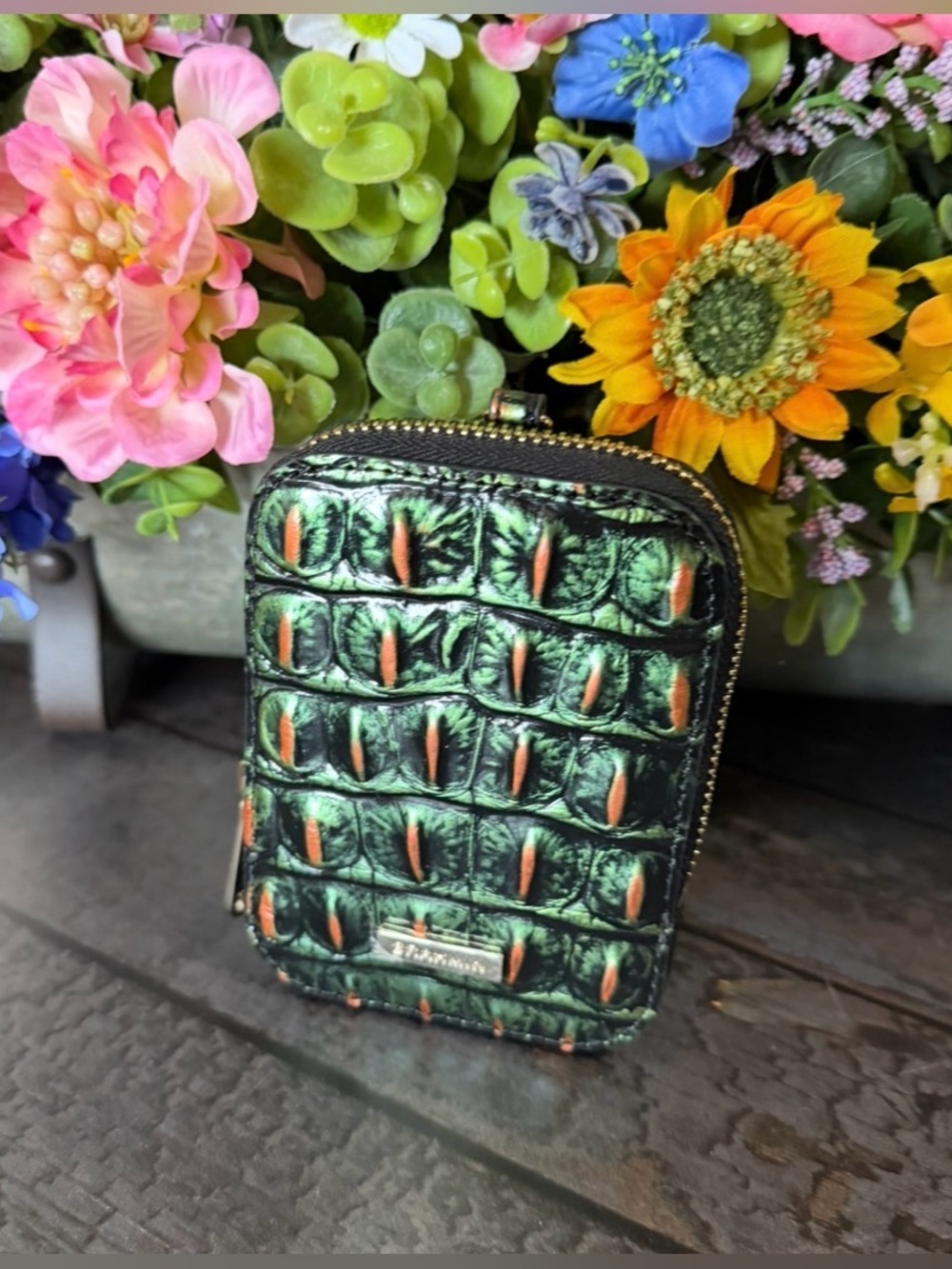Brahmin Samba Rectangle Pouch MelbourneGenuine Green Orange